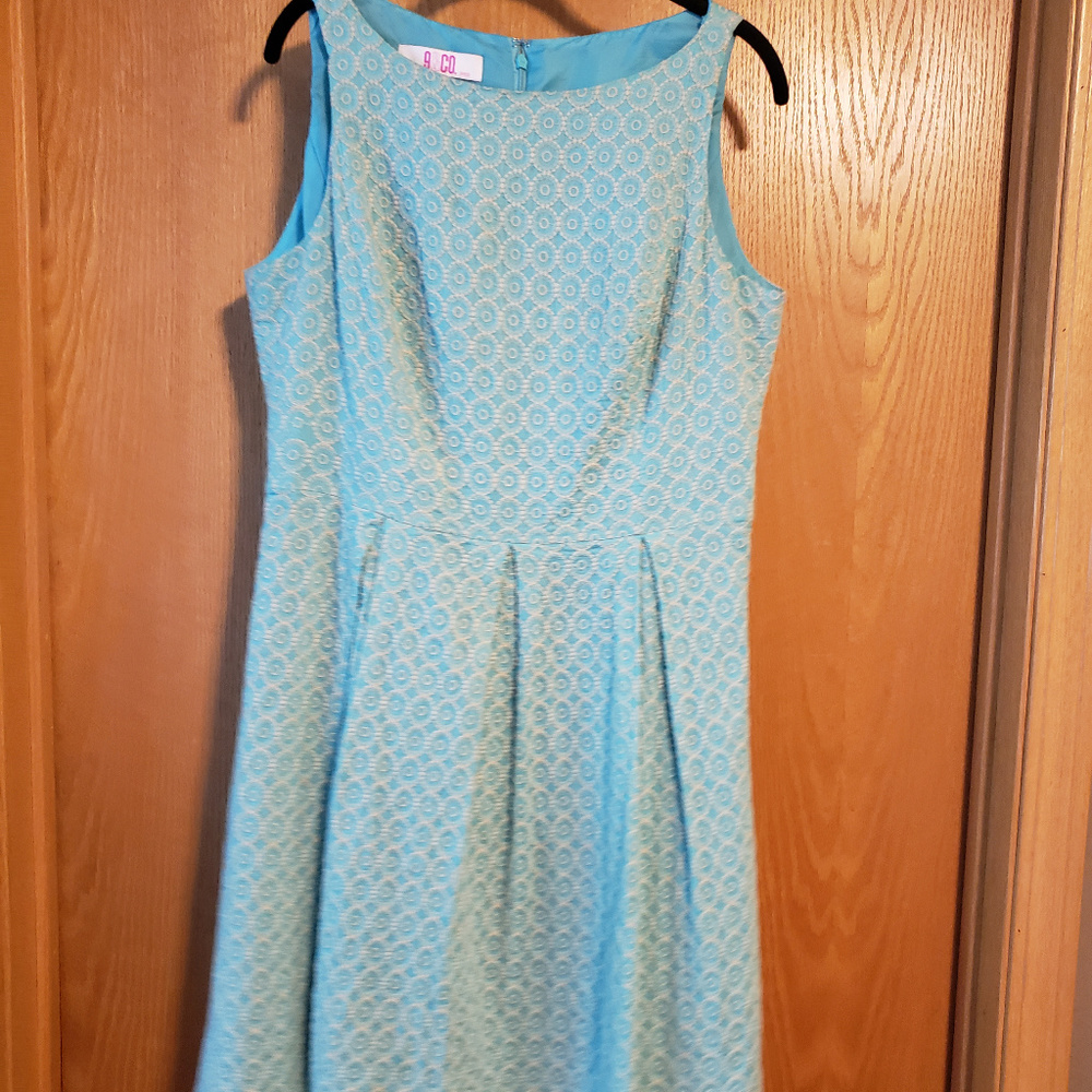 9&CO Blue embroidered vintage-look dress.